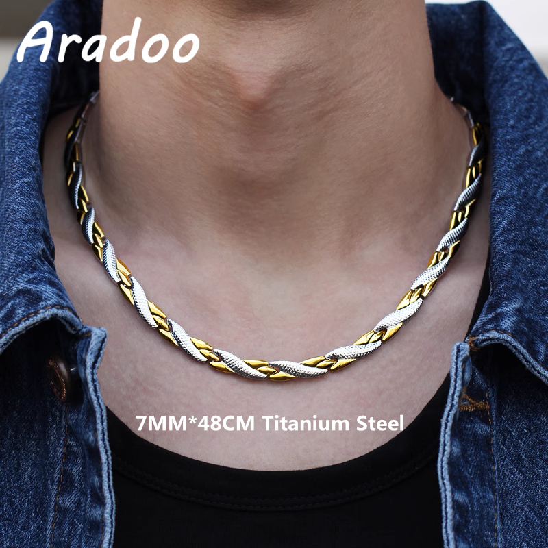 Ansi Chain - ARADOO Naszyjnik ze stali tytanowej ze